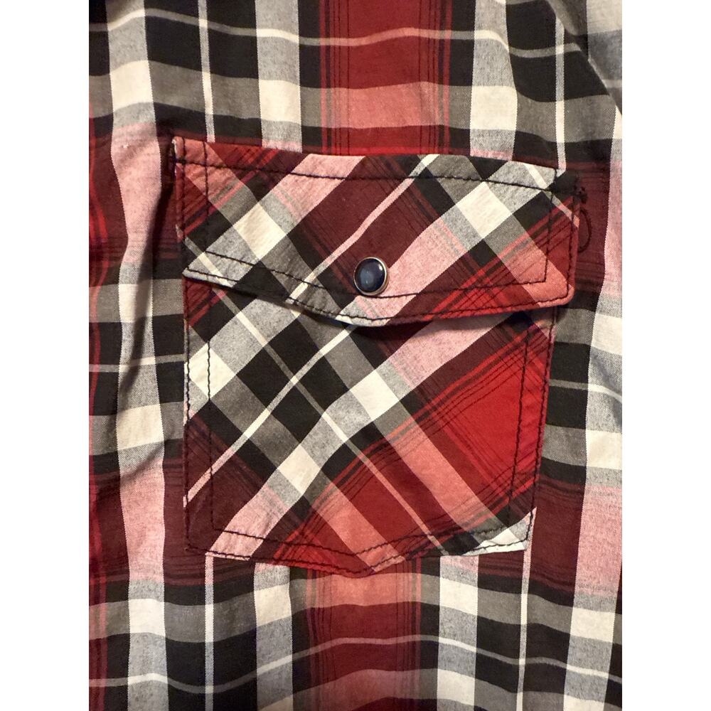 Eighty Eight Platinum, Men's Red Plaid LS Shirt, Pearlized Pocket‎ Snap, XL - Picture 4 of 4